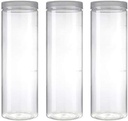 Silicook Clear Plastic Jar, Set of 3-40oz, Round Shaped, Transparent, Food Storage Container, Kitchen & Household Organization for Dry goods, Noodles, Spices and More