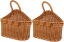 2pcs Hand Woven Wall Storage Basket Rustic Plastic Garden Basket for Kitchen Bathroom Chopsticks Storage Woven for Organizing