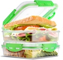 Tafura Sandwich Containers (2 Pack) Sandwich Box | Lunch Containers | Sandwich Containers for Lunch Boxes | Reusable Sandwich Holder, BPA Free (Green)