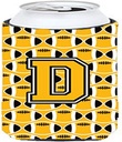 Caroline's Treasures CJ1080-DTBC Letter D Football Black, Old Gold and White Tall Boy Hugger Can Cooler Sleeve Hugger Machine Washable Drink Sleeve Hugger Collapsible Insulator Beverage Insulated Hold