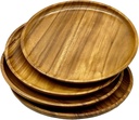 Acacia Wooden Plates – Set of 4, 12” Round Dinner & Charger Plates, Rustic Handcrafted Tableware for Charcuterie, BBQ, Farmhouse Dining, or Gift
