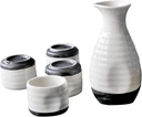 Sake Set Sake Mug Set Elegant Sake Set 5 Piece White Ice Crack Glazed Ceramic Sake Cup Set for Cold/Warm/Shochu/Teauseful