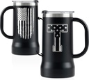 Onebttl Personalized Beer Stein, Beer Mug with Handle - Gifts for Beer Lovers, Men Who Have Everything on Birthday, Christmas - Customized Patriotic US Flag Gifts, Monogram 24 oz Cup, T