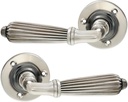 Infinity Decor Vintage Style Pair of Regency Reeded Mortice Lever on Rose Door Handles Set in Aged Nickel Finish - Door Pull Handles for Interior & Exterior Doors