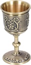 Bronze Chalice Wine Goblet, Vintage Mini Wine Glasses Embossed Copper Cup Wine Chalice with Flower Pattern, 2.9 x 1.5 x 1.5in