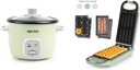 AROMA® Housewares Mini Rice & Grain Cooker and Waffle Maker Bundle - Cook Rice, Grains, and Make Waffles, Paninis, and Donuts | Includes 4-Cup (Cooked) Rice Cooker and 3-in-1 Swap & Flip Waffle Maker