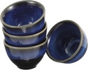 4pcs Japanese Style Ceramic Sake Cups Unique Blue Glazed Wine Cups for Tea Coffee and Water for Entertaining and Daily Use