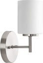 Progress Lighting Replay Collection 1-Light Etched White Glass Modern Bath Vanity Light Brushed Nickel, E26