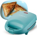 Ceramic NonStick Mini Snack Sandwich Maker, Indicator Light, 5x4.4 Inch Mold, Great for French Toast, Tuna Melt, Egg & Grilled Cheese, Pancake Sandwich, Desserts, Toasties, 520 W (Turquoise)