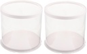 2Pcs Clear Round Cake Carrier Boxes with Lid Double Birthday Packing Boxes for Cakes Cupcakes Desserts Easy to Assemble and Secure Closure