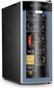 12 Bottle Thermoelectric Red & White Wine Cooler/Chiller Counter Top Wine Cellar with Digital Temperature Display, Freestanding Refrigerator Smoked Glass Door