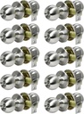 SUNTAI Privacy Door Knobs,10 Pack Brushed Nickel Round Keyless Doorknobs Interior Door Knobs for Bedroom/Bathroom, Privacy Function