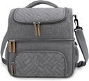 MOV COMPRA Lunch Bag for Women Men Double Deck Lunch Box,Large Lunch Bags,Leakproof Lunch Box Cooler Bag（Gray）