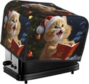 4 Slice Toaster Cover with Two Pockets for Storing knife Super Soft Appliance Cover Cute Cat Sing Christmas Carols Dust Cover for Kitchen Small Oven Cover Kitchen Bread Machine Protector Cover