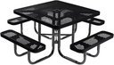 Coated Outdoor Furniture Heavy-Duty Portable Outdoor Picnic Table with Umbrella Hole, Expanded Metal Commercial-Grade Patio Dining Furniture Made in America (46" Square Top, Black)