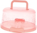 BESTYASH Portable Round Cake Carrier with Handle Odor PP Cake Container for Travel and Outdoor Picnics Easy to Clean and Assemble Suitable for Bakeries and Home Use Pink