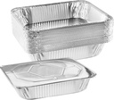 NYHI 9x13 Disposable Aluminum Foil Pans With Lids Large Half Size Deep Steam Pan and Oven Buffet Trays Food Containers for Catering Baking Roasting (25)