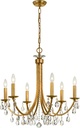 Bridgehampton 6 Light Hand Cut Crystal Antique Gold Chandelier