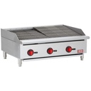 Iron Range IRRB-36 36" Countertop Commercial Gas Charbroiler, 3 Burners, 105,000 BTU, Stainless Steel, ETL Listed, LPG Conversion Kit Included, Adjustable Legs, Removable Grates & Grease Pan