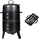 16 inch Vertical Charcoal Smoker, Mini BBQ Grill, Fire Pit, 3-in-1 with Built-in Thermometer, Adjustable Air Vent, Idea for Parties, Backyard, Patio, Camping