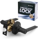 Round Privacy Lever Door Handle Without Key,Keyless Door Lever Interior Lockset for Bedroom/Bathroom,Reversible for Left or Right Handed Door(Privacy,Matte Black)