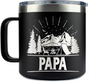 Papa Camping Tumbler 14 Oz Coffee Mug - Papa Tumbler - Papa Camping Gifts - Fathers Day Gift - Papa Mug - Birthday Gift Ideas For Papa - Gifts For Campers Outdoors, 16oz, Transparent
