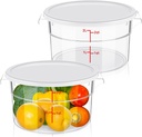 2 Pcs Dough Proofing Bucket with Lid, Round Food Storage Container 2 Qt Dough Bucket Clear Translucent Containers with Scale (White)