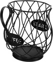 Black Wire Iron Fruit Basket Coffee Pod Organizer Large Capacity Compact Espresso Capsule Holder Easy Access Kitchen Counter Storage