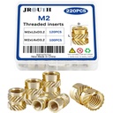 M2 Threaded Inserts for Plastic Heat Set Insert Brass Insert Assortment Kit for 3D Printing Injection Molding Press Thread Nuts (M2x2x3.2, M2x4x3.2(220Pcs))