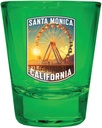 R and R Imports Santa Monica California Design C Souvenir Full Color 2oz Shot Glass Green 4-Pack