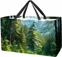 Reusable Grocery Bag Natural Scenery Forest Large Stand Up Tote Shopping Bag with Reinforced Handles