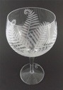 Hand Etched Italian Crystal Goblet Sandblasted (Sand Carved) Handmade Wine Water Glass Engraved (Ferns Leaves, 500 Milliliter (17 Ounce) Red Wine)