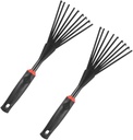BESPORTBLE 2pcs Handheld Garden Leaf Rakes with Ergonomic Non Slip Handles Tine Plastic and Carbon Steel Outdoor Gardening Tools for Courtyard Farm Use