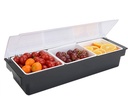 Commercial 3 Compartment Condiment Dispenser, 3 Tray Fruit, Veggie, Condiment Caddy with Lid Topping Organizer for Nacho & Taco Bars, Ice Cream, Fruit, Salad Bar Suitable in Commercial or Family