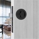 Privacy Pocket Door Lock Hardware - Modern Privacy Pocket Door Mortise Lock - 2.6" Round Recessed Finger Flush Pulls Lock with Hidden Handles (Keyless-Black)