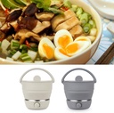 Foldable Electric Hot Pot Cooker Mini Kettle Food Grade Silicone Cookerware Boiling Water Steamer Portable Travel Office Hotel Noodle Porridge Soup Global Use-Gray