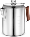 Eurolux Percolator Coffee Maker Pot - 12 Cups | Durable Stainless Steel Material | Brew Coffee On Fire, Grill or Stovetop | No Electricity, No Bad Plastic Taste | Ideal for Home, Camping & Travel