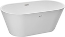 VEVOR Acrylic Freestanding Bathtub, 59 Inch Contemporary Soaking White Tub with Brushed Nickel Overflow and Drain, Elegant Oval Shape Stand Alone Soaker Tub for Modern Bathroom or Remodel Projects