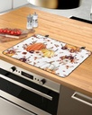 Thanksgiving Countertop Burners Protection Mats for Kitchen, Orange Pumpkin Leaf Flowers Autumn Rubber Stove Top Cover Mat, Heat Proof Mats Cooktop Cover for Counter Dish Drying Mat, 24"x21"