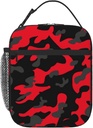 Red And Black Camo Camouflage Lunch Bag Insulated Reusable Lunch Box Lunch Tote Lunchbox Portable Bento Bags For Men Women Office Work Travel Picnic Camping