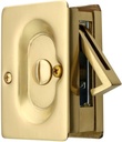 Premium Quality Mid-Century Pocket Door Privacy Lock Set in Polished Brass