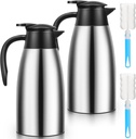 2 PCS 68 OZ Thermal Coffee Carafe, Insulated Stainless Steel Coffee Carafe Double Walled Vacuum Thermal Pot Flask with Brushes Thermos for Keeping Hot Coffee Tea Home and Office (Silver)