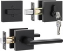 Exterior Door Lock Set, Ohuhu Heavy Duty Deadbolt Lock- Entry Door Locksets with Deadbolt Matte Black Front Door Handle Modern Contemporary Square Sleek Design Zinc Alloy
