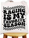 JNIAP Racing Tote Bag Racing Lover Gifts Racing Merchandise Racing Is My Favorite Season Shoulder Bags