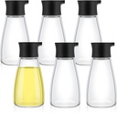 6 Pcs Soy Sauce Dispenser Leakproof Cruet Dispenser Set Oil and Vinegar Dispenser Set Small Sauce Bottles Glass Soy Sauce Container with Lid for Kitchen Cooking Barbecue, Black