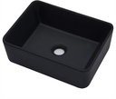 Kichae 16"x12" Vessel Sink Rectangle - Modern Above Matte Black Porcelain Ceramic Bathroom Vessel Vanity Sink Bowl Art Basin