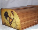 Rooster Bread Box Bamboo Wood Country Farm Kitchen Roll Top Lodge Decor