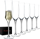 Champagne Flutes Set of 6 - Hand Blown Crystal Champagne Glasses With Long Stem - 7 oz Elegant Sparkling Wine Stemware - Unique Gift for Birthday,Wedding,Mother's Day,Housewarming