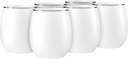 Decorline Elegant White with Silver Rim Stemless Wine Goblets - 12 oz (Set of 6), Plastic & Party-Ready Glassware, Perfect for Celebrations & Chic Gatherings