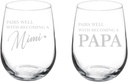 Set of 2 Wine Glass Goblet Gift Pairs Well With Becoming A Mimi & Papa Baby Pregancy Announcement (17 oz Stemless)